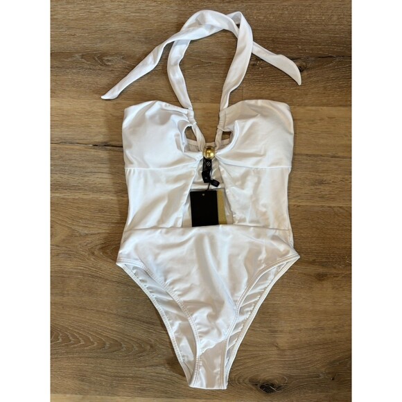 VIX Paula Hermanny womens Solid Brenda One Piece Swimsuit size Small White $248 - Picture 5 of 9
